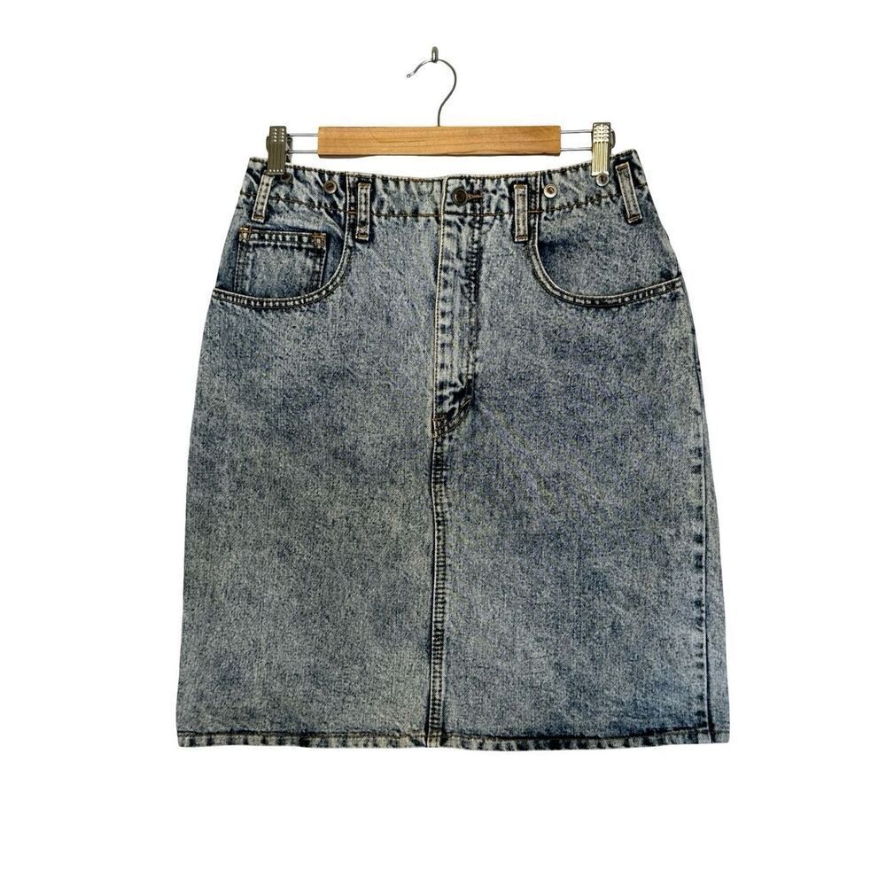 WEATHERED BLUES Vintage Acid Washed Denim Skirt Size 13/14